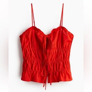 Divided Linen Blend Camisole Top